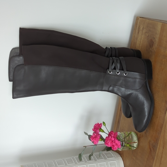 🆕 VINCE CAMUTO Stylish Gray and Brown Knee-High leather Boots - Picture 1 of 10